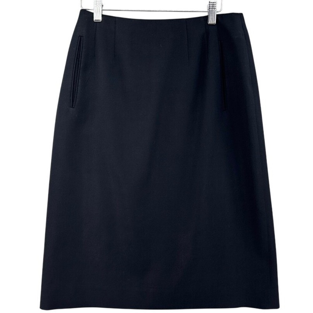 VTG Liz Claiborne Collection Black 100% Wool Pencil Skirt SZ 8 Career 90s Preppy